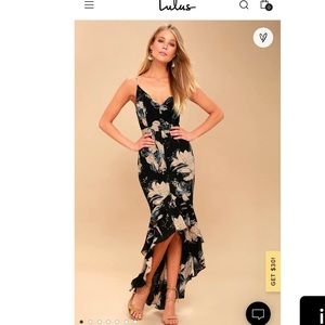 Darling Daylily Black Floral Print High-Low Maxi